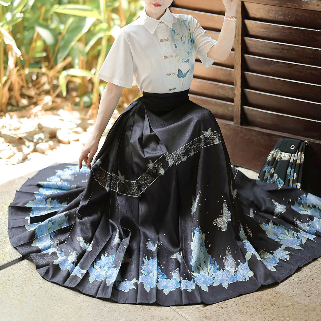 Flower Shirt Butterfly Skirt Set SE23253