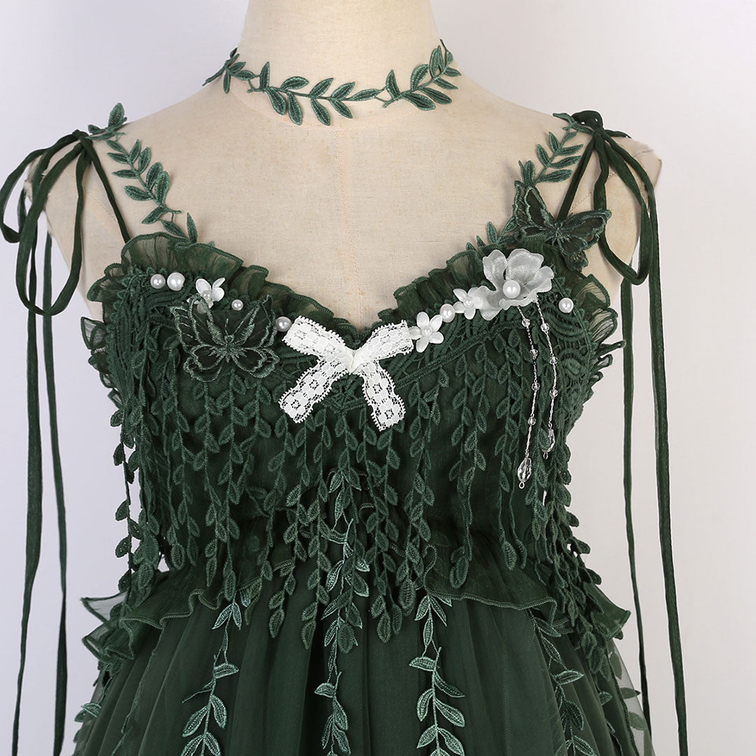 Green Plant Butterfly Dress SE23201