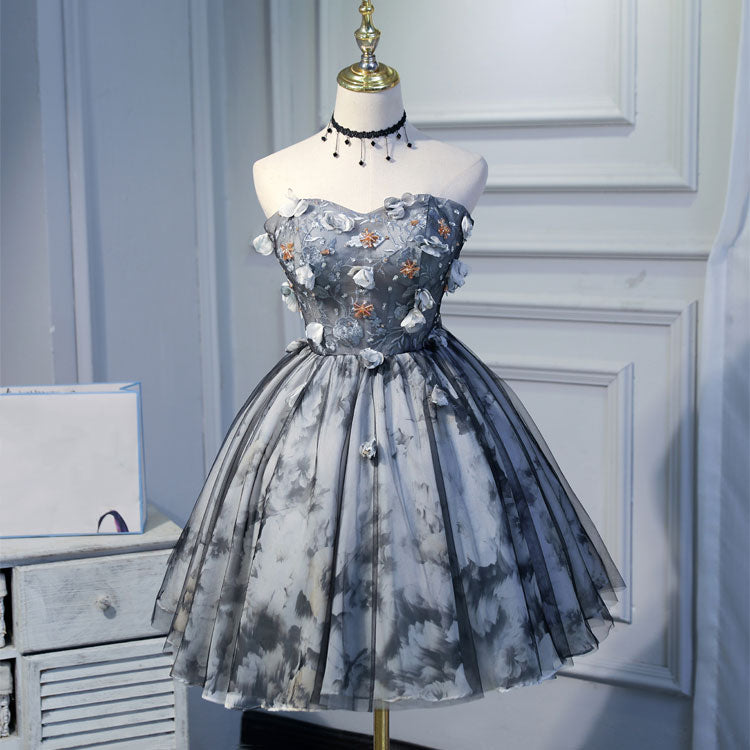 Grey Flower Lace Dress SE22882