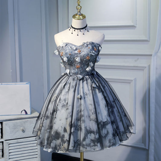 Grey Flower Lace Dress SE22882