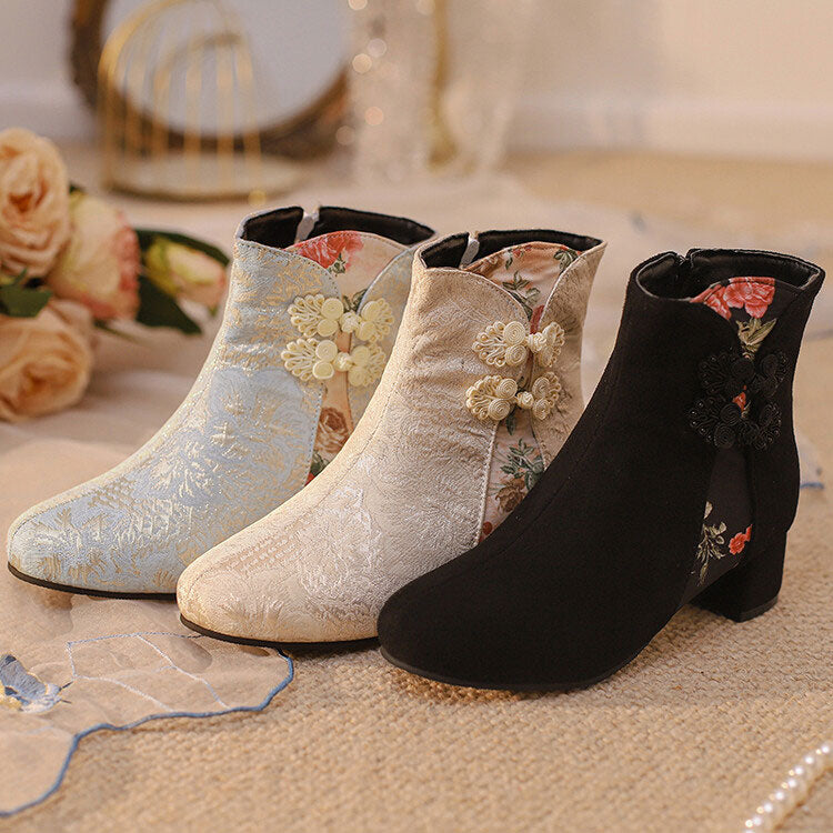 Hanfu Flower Ankle Boots SE22925