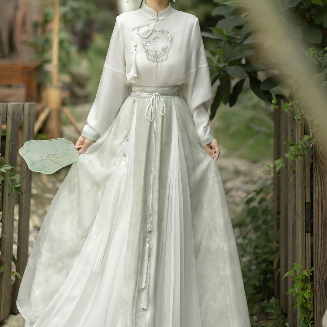 Hanfu Tassel Shirt Floral Skirt Set SE22979
