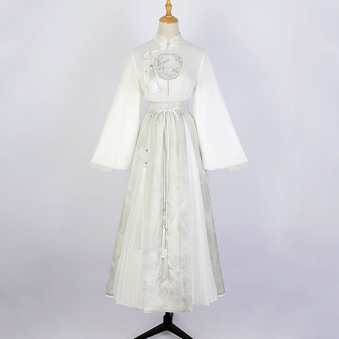 Hanfu Tassel Shirt Floral Skirt Set SE22979
