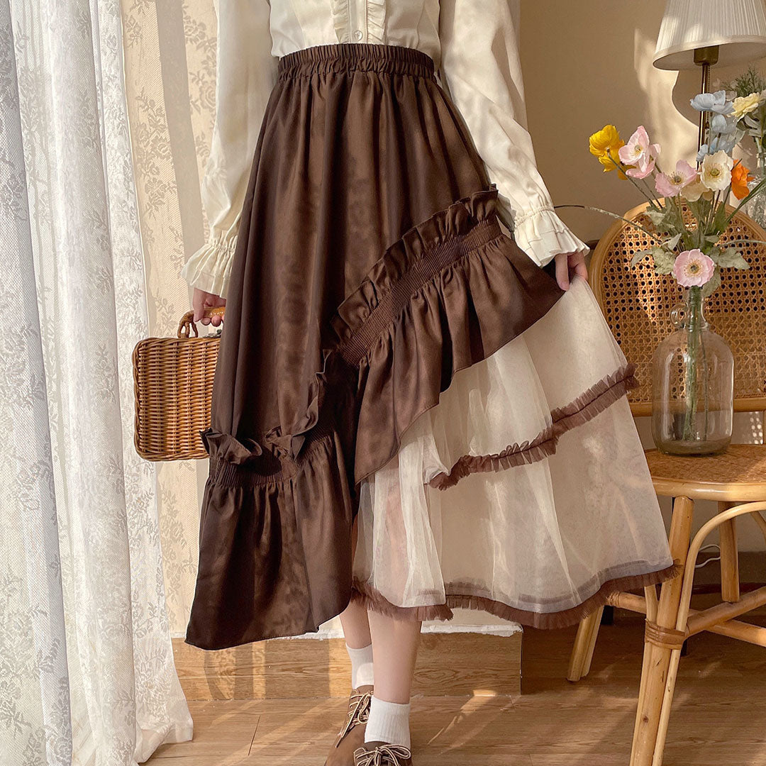 Irregular Mesh Black Skirt SE22760