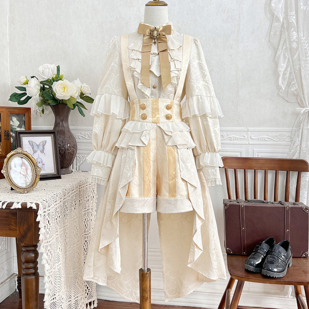 Japanese Bow Shirt Overalls Set SE23567