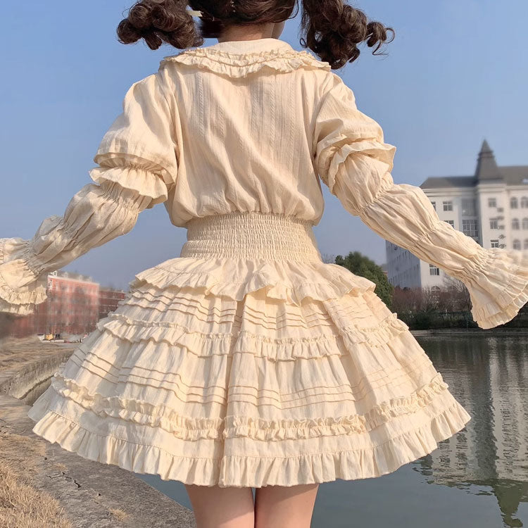 Kawaii Bow Shirt Skirt Set SE22695