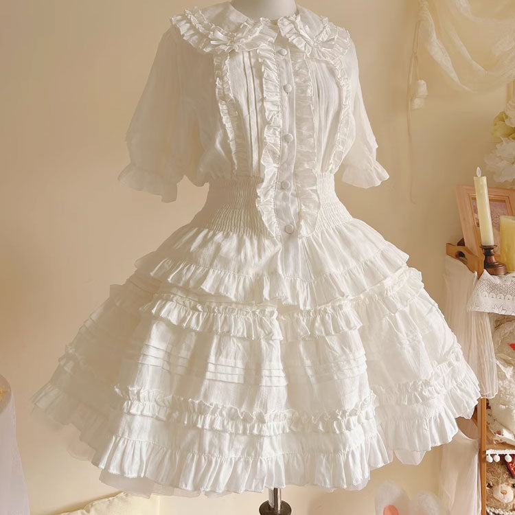 Kawaii Bow Shirt Skirt Set SE22695