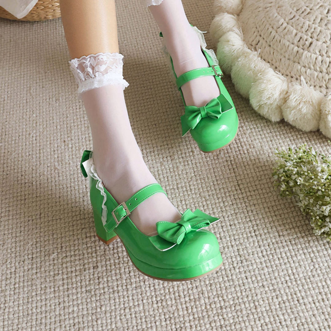 Kawaii Cosplay Lolita Bow Heels Shoes SE22796