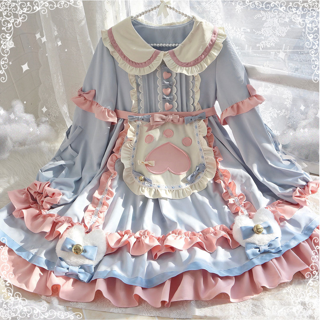 Kawaii Lolita Bow Cat Paw Dress SE23018