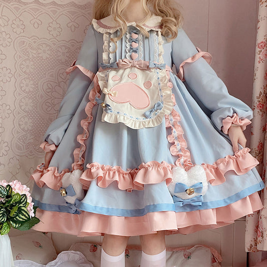 Kawaii Lolita Bow Cat Paw Dress SE23018