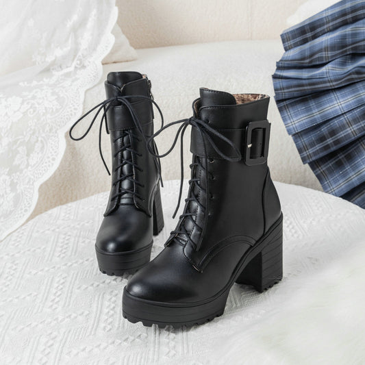 Lace-up Fashion Chunky Boots SE23359