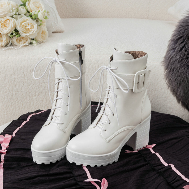 Lace-up Fashion Chunky Boots SE23359