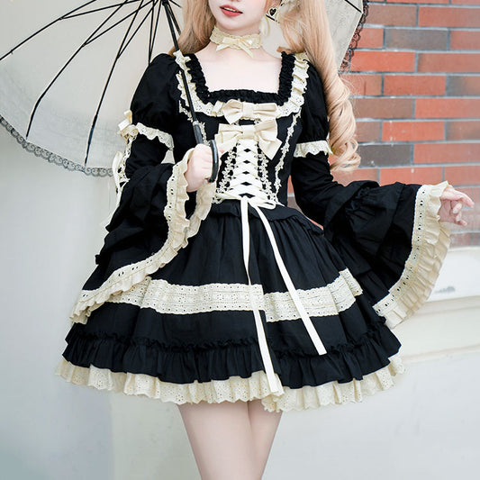 Lace Bow Black Dress SE23172