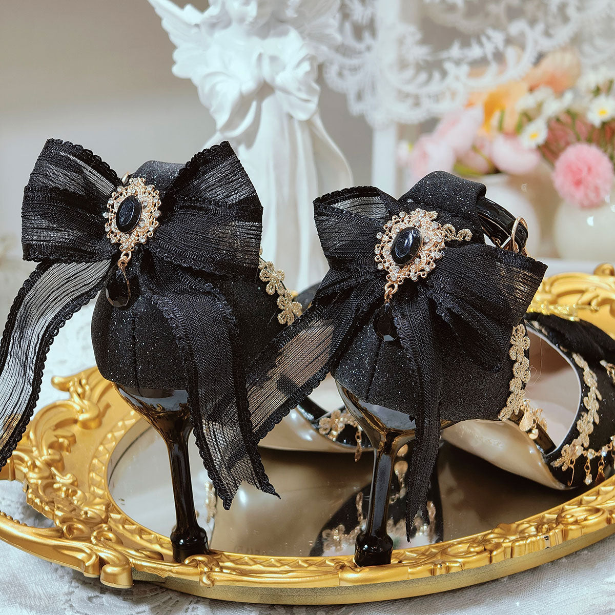 Lace Bow Butterfly Chain Shoes SE23453