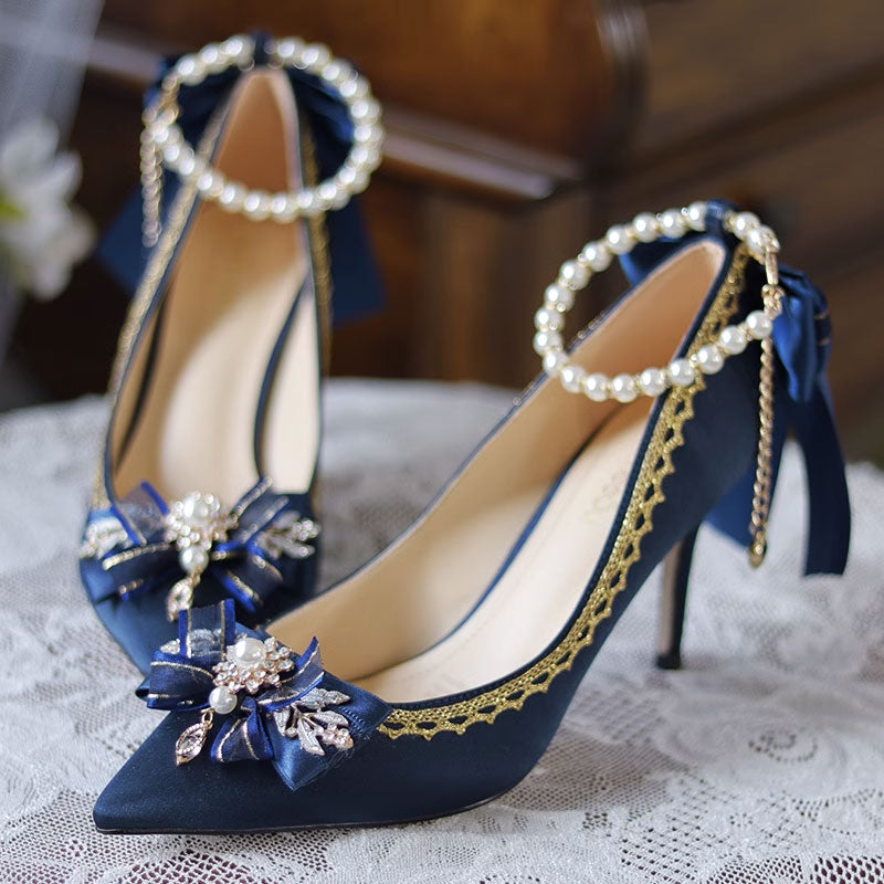 Lace Bow Flower Heels Customized Shoes SE22794