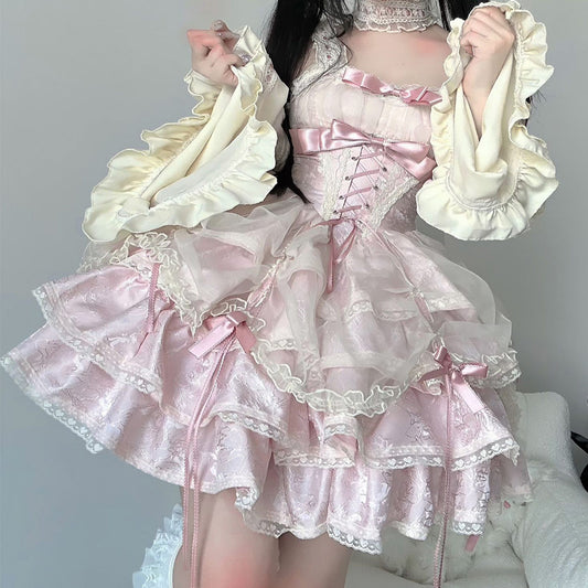 Lace Bow Flower Lolita Dress SE23577