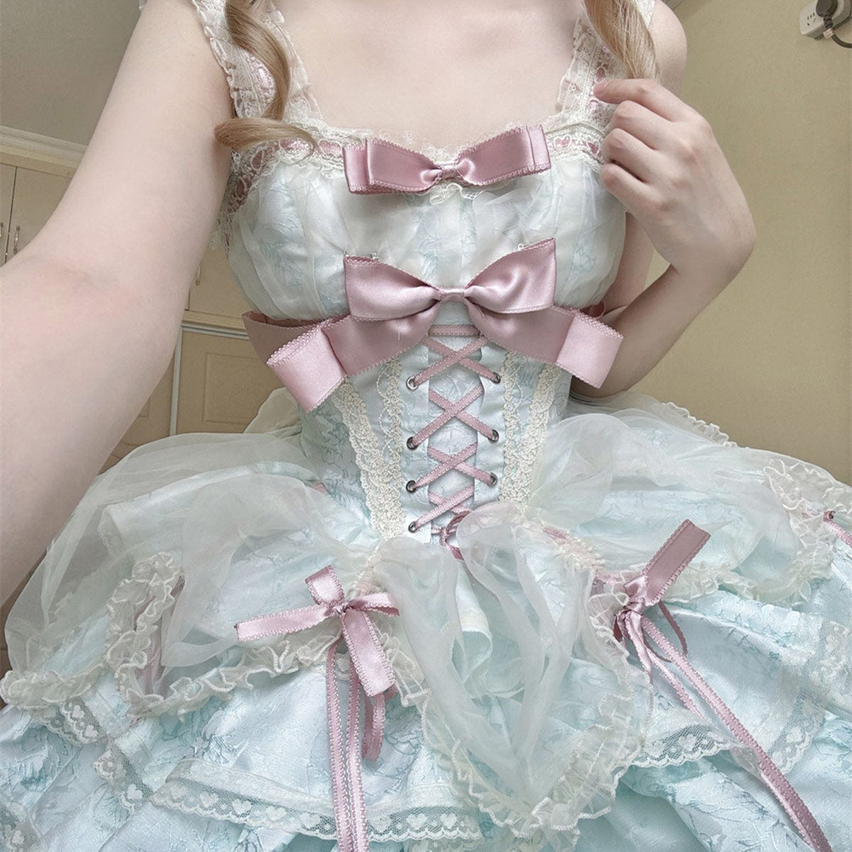 Lace Bow Flower Lolita Dress SE23577