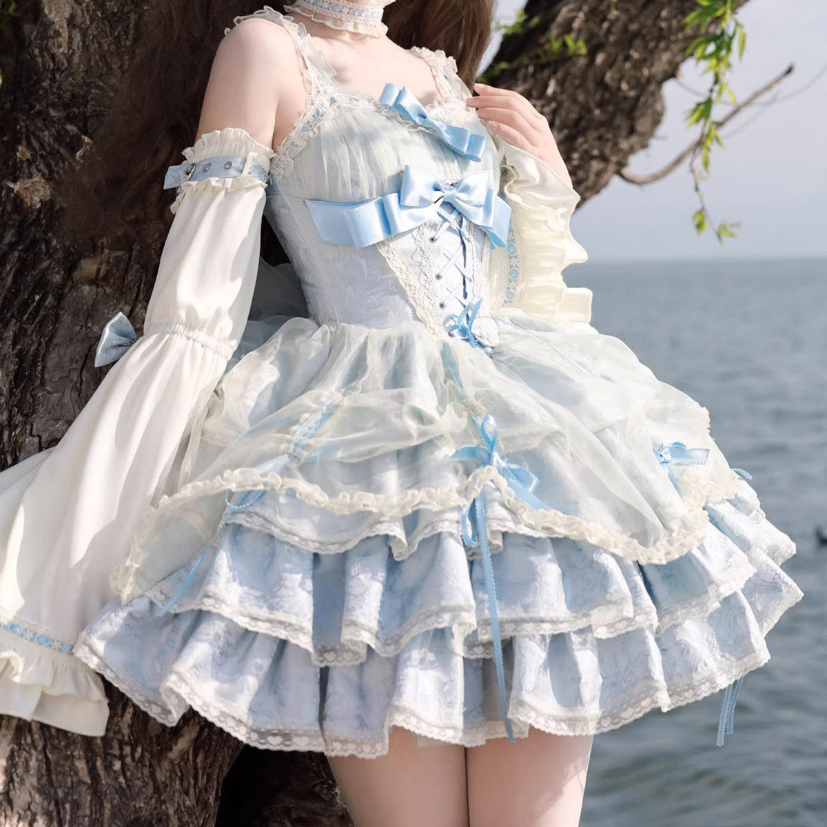 Lace Bow Flower Lolita Dress SE23577