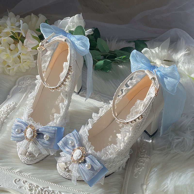 Lace Bow Heel Shoes SE23321