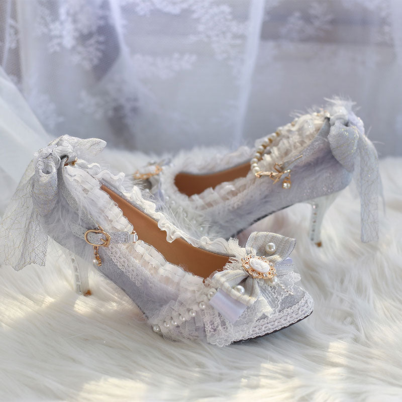 Lace Bow Heel Shoes SE23321