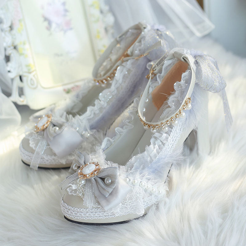 Lace Bow Heel Shoes SE23321