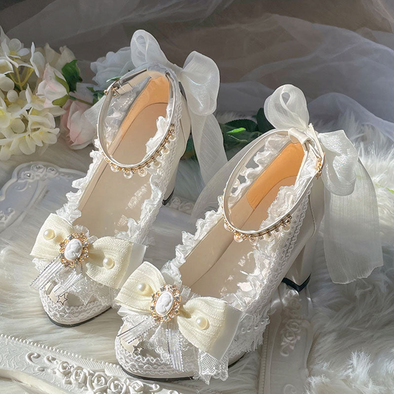 Lace Bow Heel Shoes SE23321