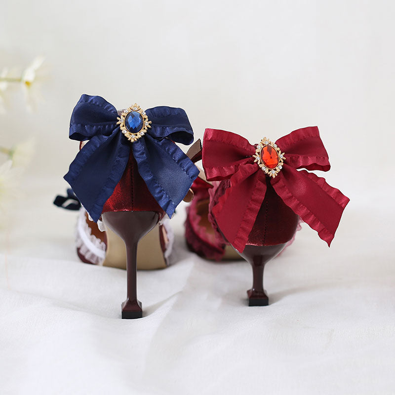 Lace Bow Heels Shoes SE23405