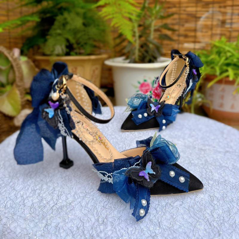 Lace Bow Lolita Butterfly Heels SE23441