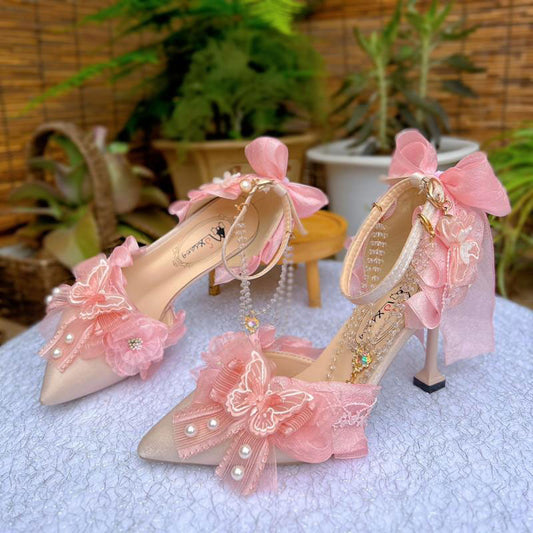 Lace Bow Lolita Butterfly Heels SE23441