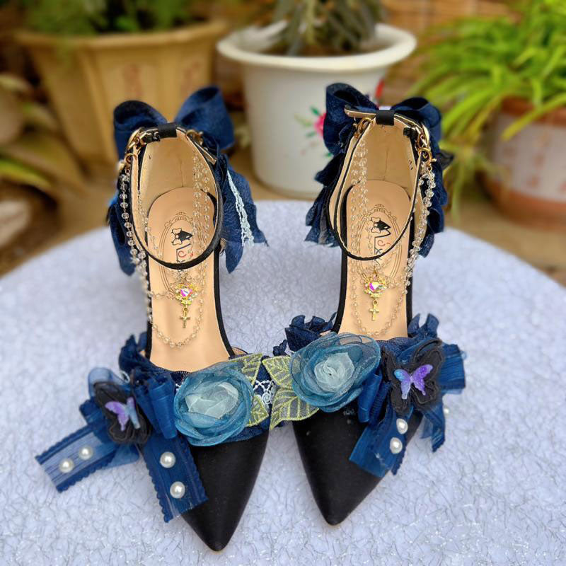Lace Bow Lolita Butterfly Heels SE23441