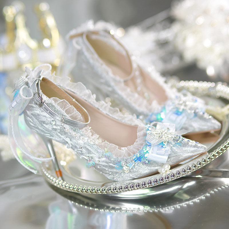 Lace Bow Lolita Heels Shoes SE23637