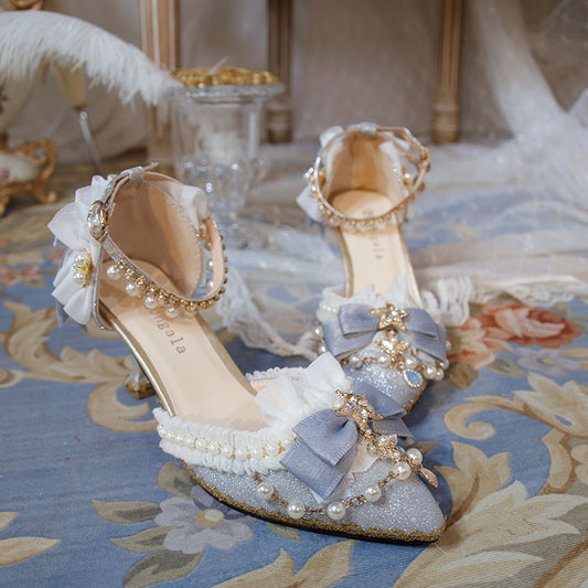 Lace Bow Pearl Shoes SE23548
