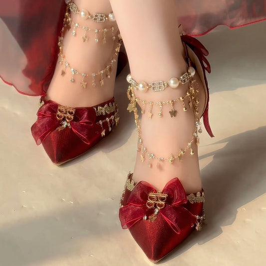 Lace Bow Princess Heels Shoes SE23347