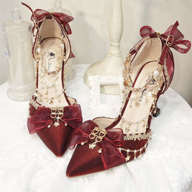 Lace Bow Princess Heels Shoes SE23347