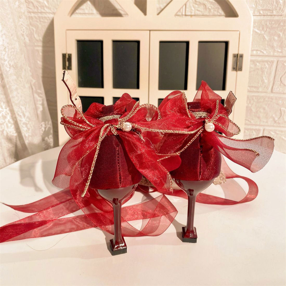 Lace Bow Ribbon Heels Shoes SE23428