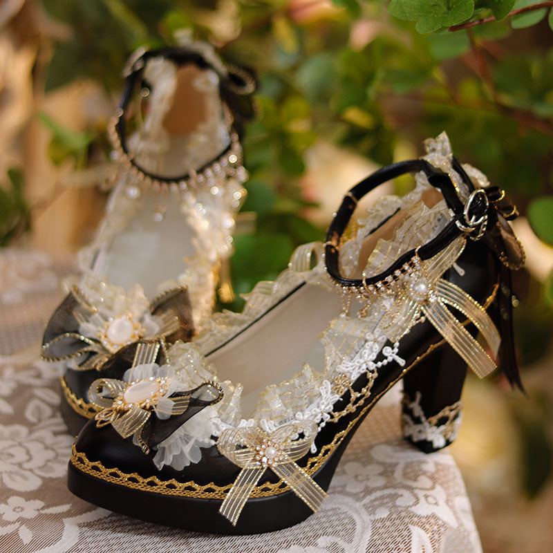 Lace Floral Bow Heels SE23324
