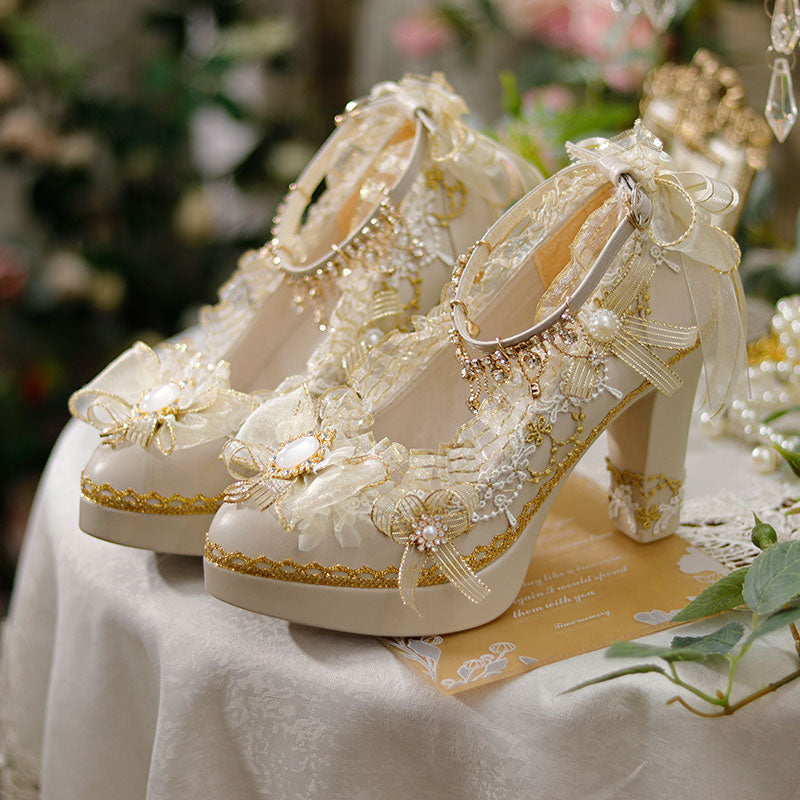 Lace Floral Bow Heels SE23324