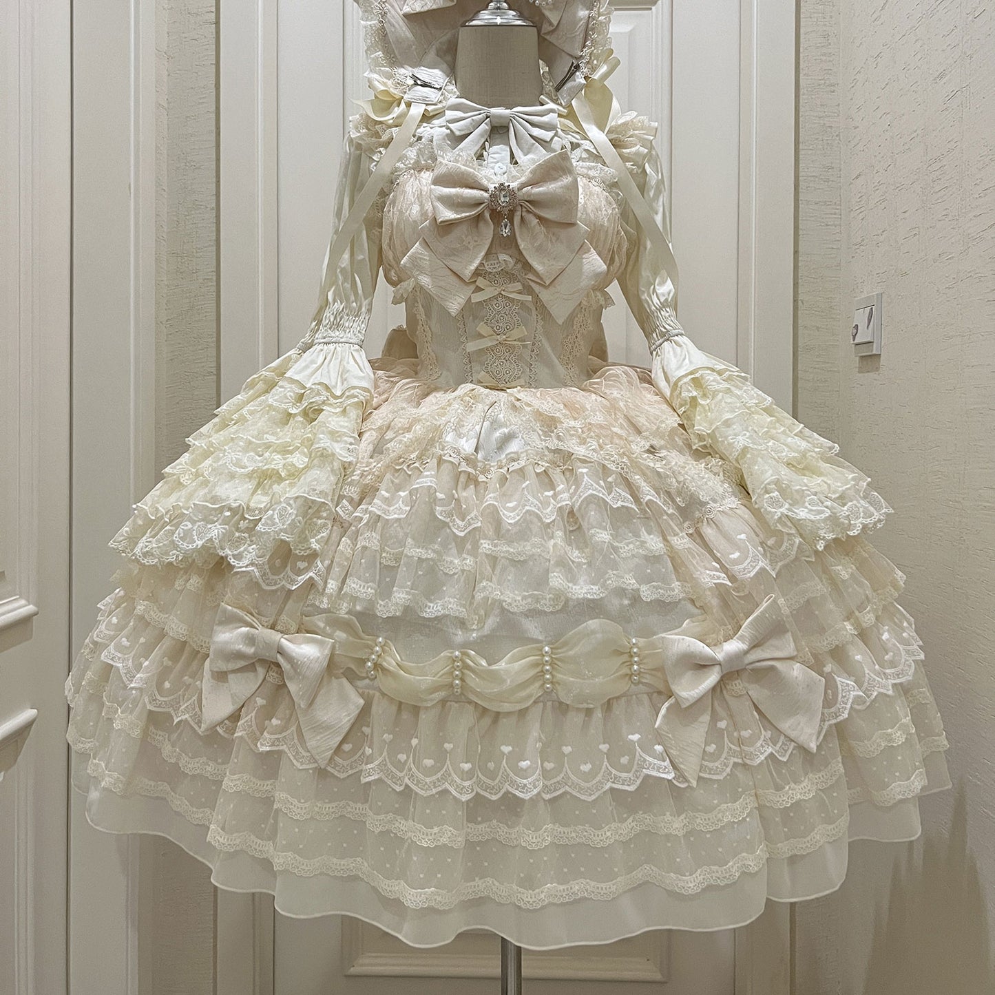 Lace Floral Bow Slip Dress Set SE23389