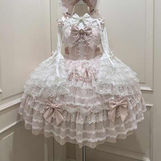 Lace Floral Bow Slip Dress Set SE23389