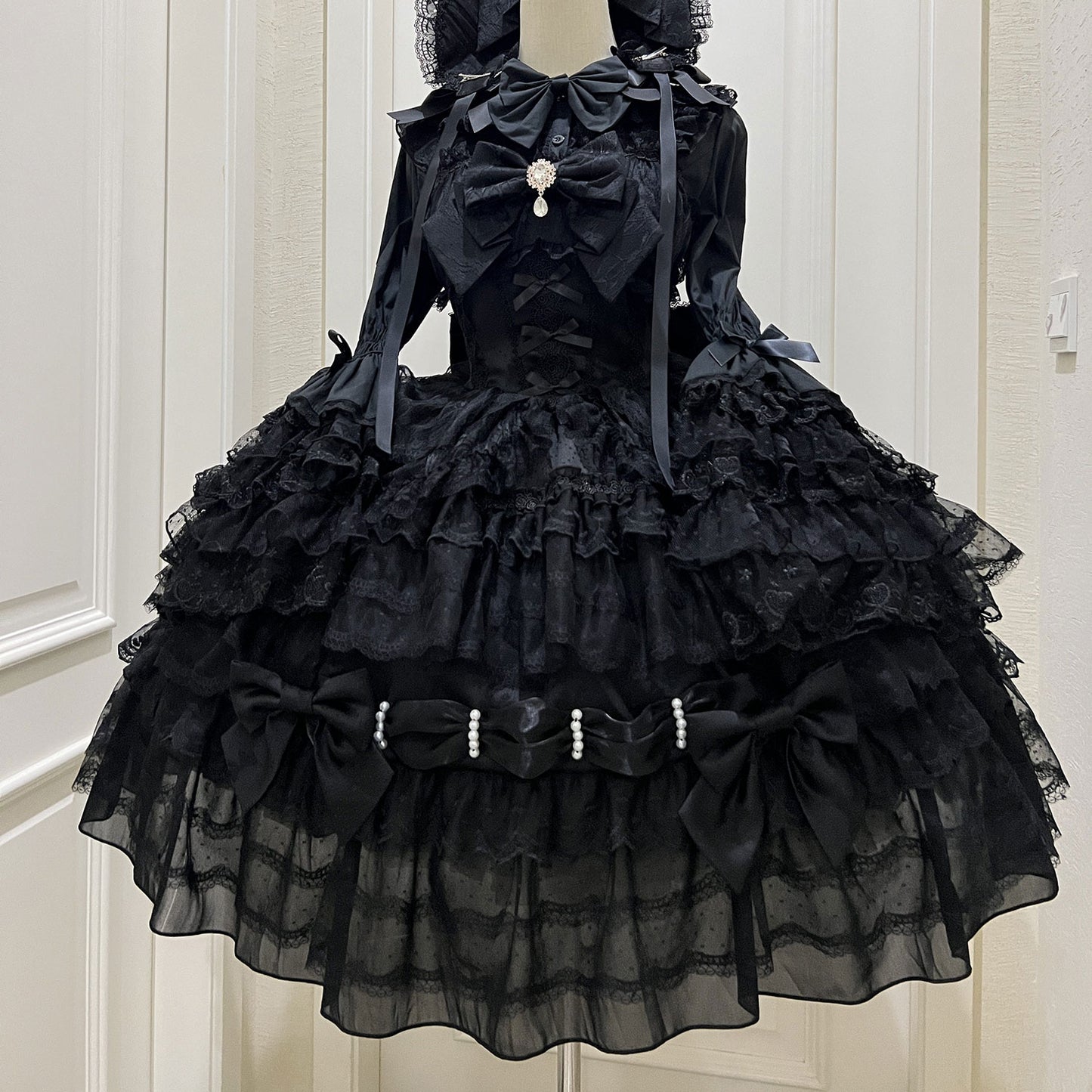 Lace Floral Bow Slip Dress Set SE23389