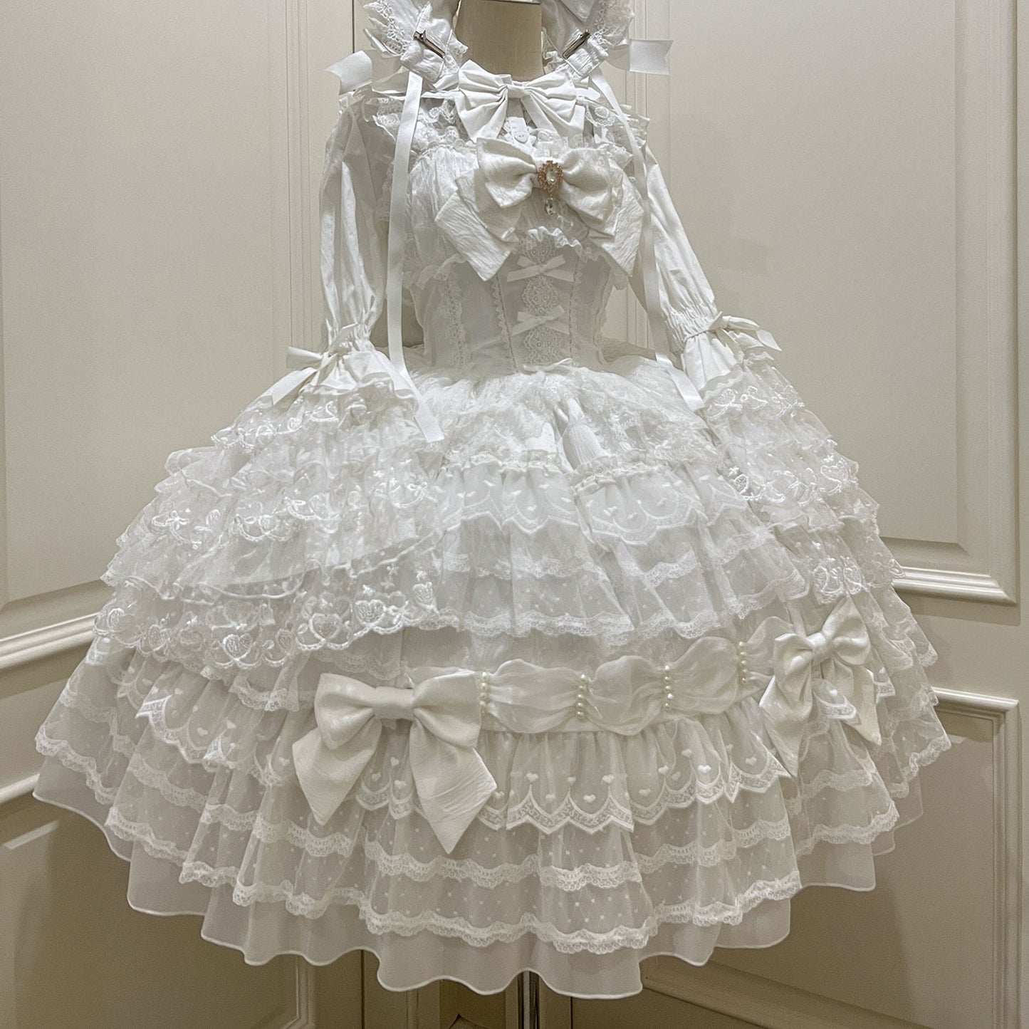 Lace Floral Bow Slip Dress Set SE23389