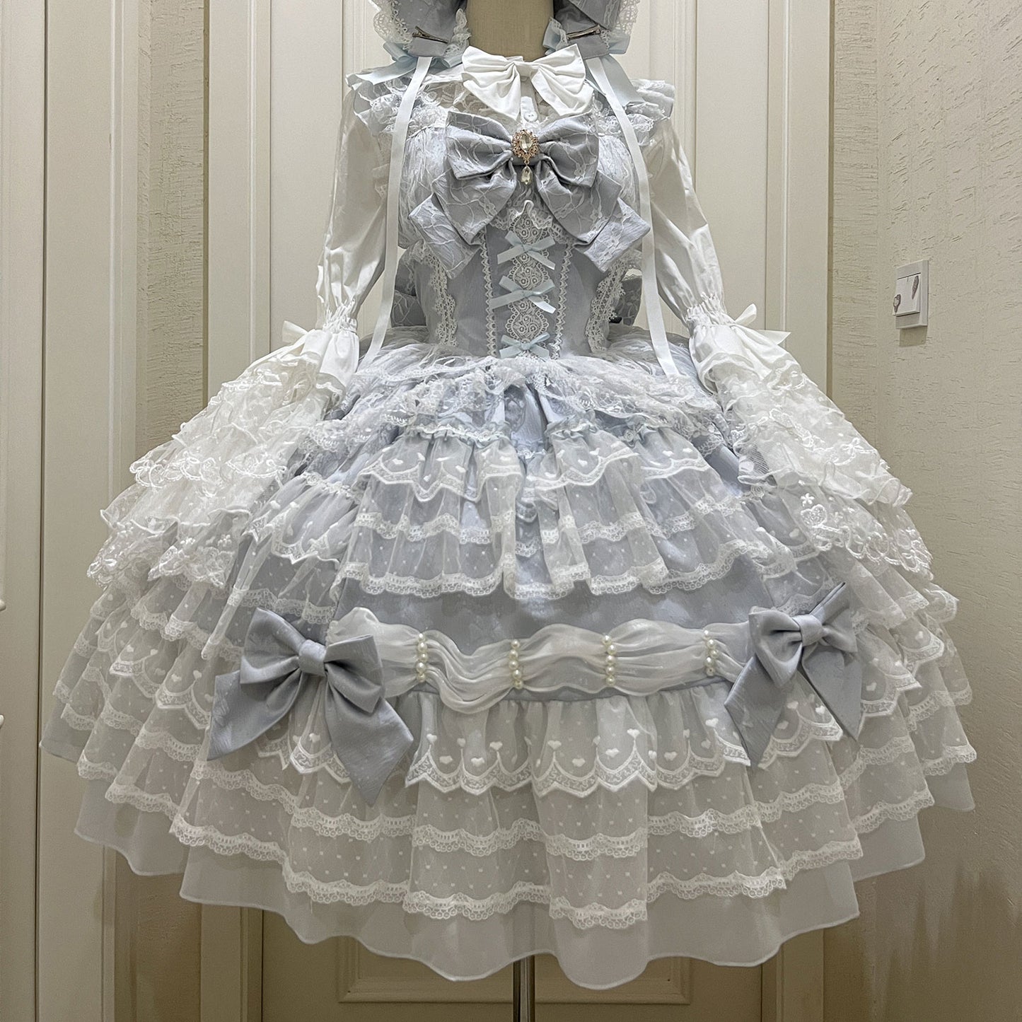 Lace Floral Bow Slip Dress Set SE23389