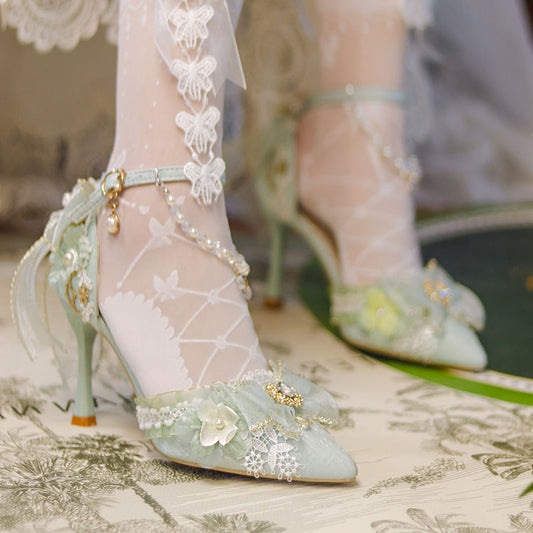 Lace Floral Custom Heels Shoes SE23199