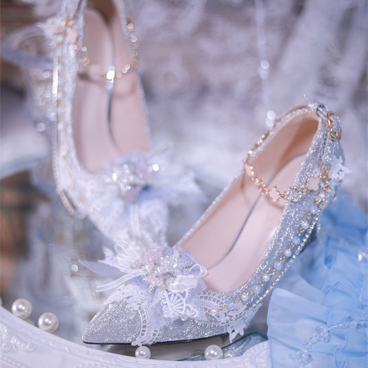 Lace Floral Heels Shoes SE23113