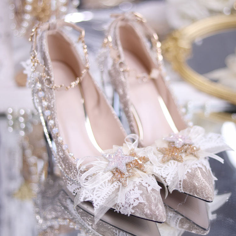 Lace Floral Heels Shoes SE23113