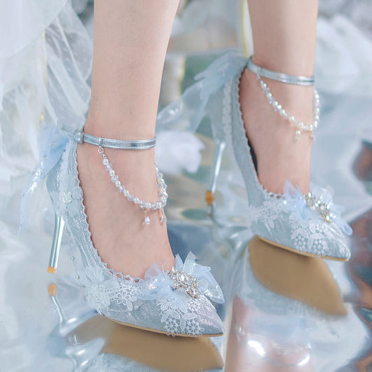 Lace Floral Silver Shoes SE23329