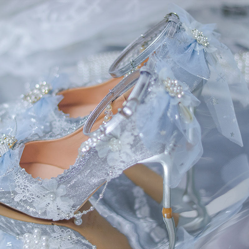 Lace Floral Silver Shoes SE23329