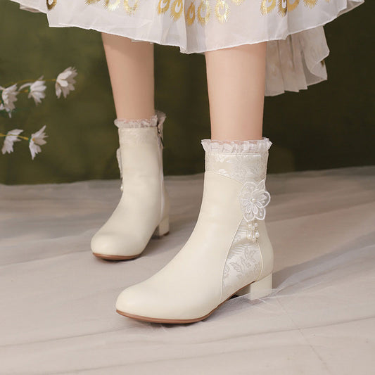 Lace Flower Ankle Boots SE23345