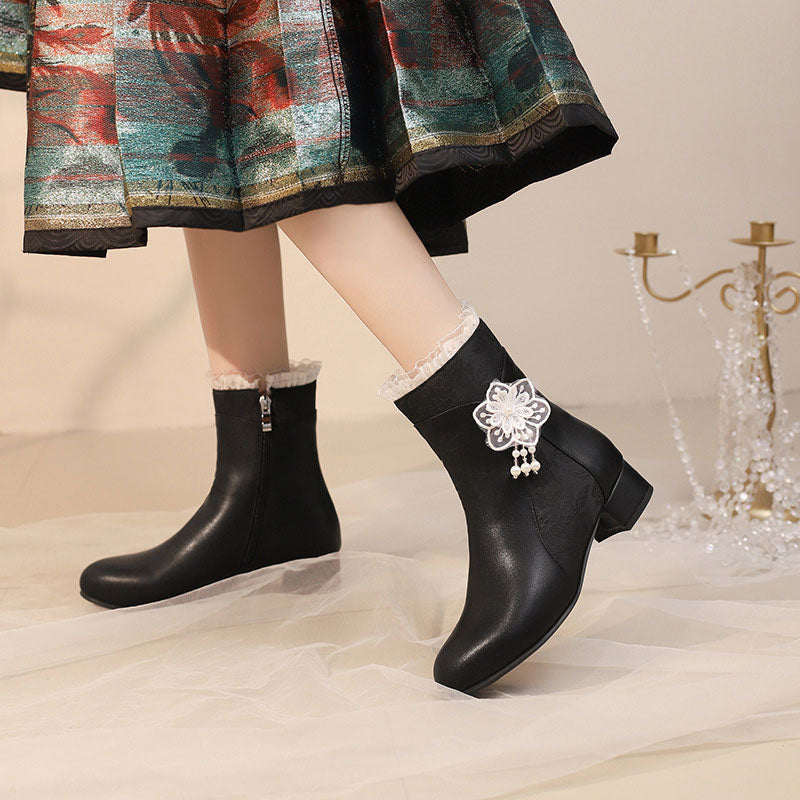 Lace Flower Ankle Boots SE23345