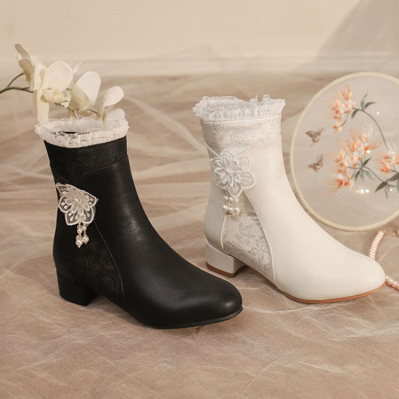 Lace Flower Ankle Boots SE23345